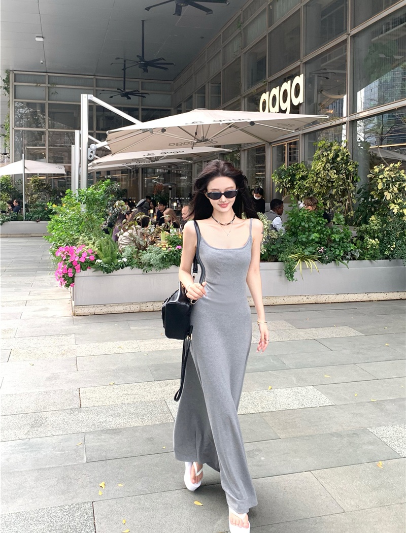 Sling with chest pad retro halter drape dress for women