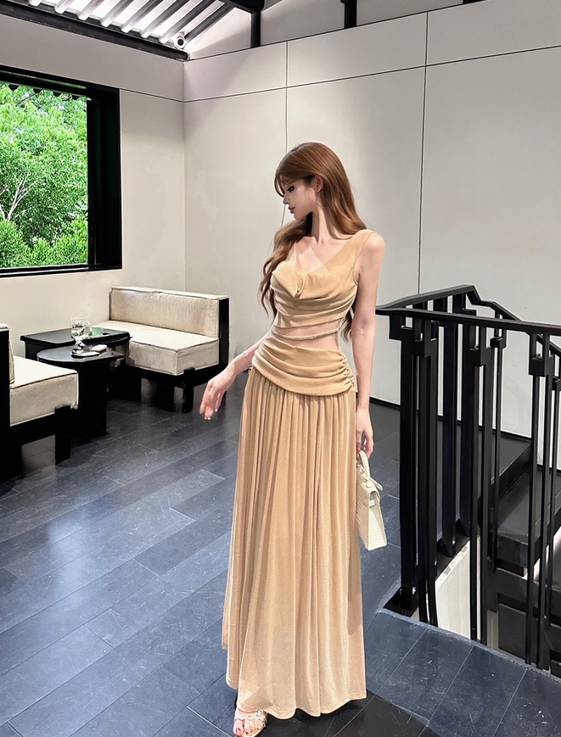 Hollow fashion lace long dress retro sexy dress for women