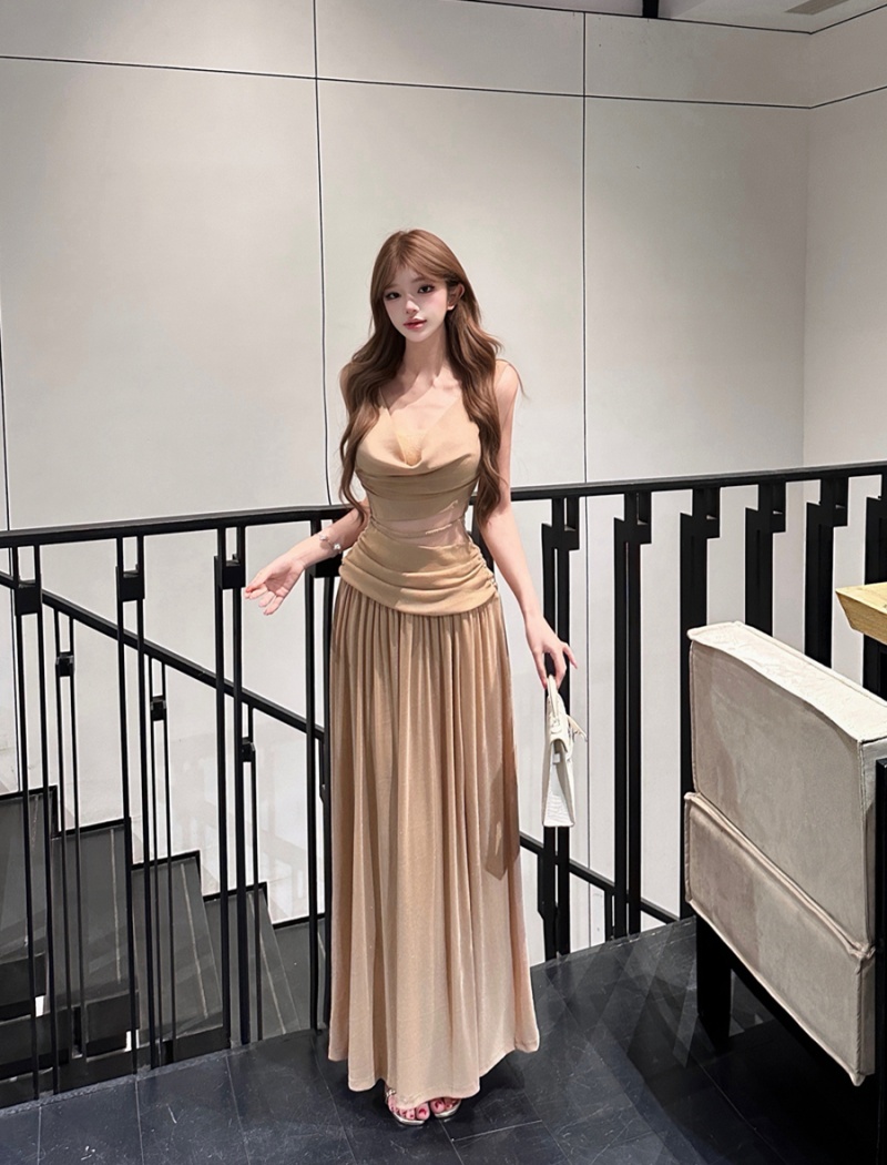 Hollow fashion lace long dress retro sexy dress for women