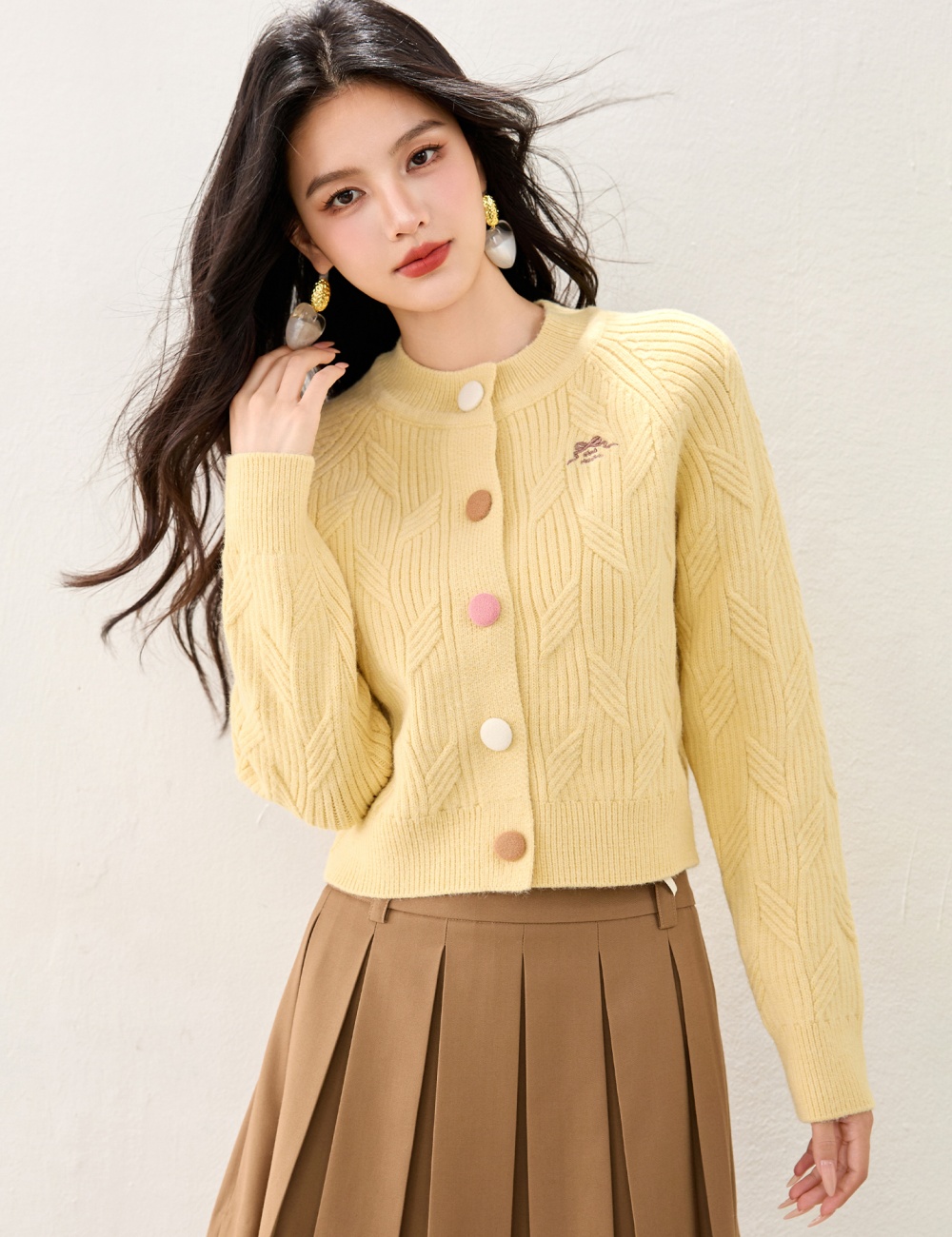 Sweet unique raglan sweater slim knitted cardigan