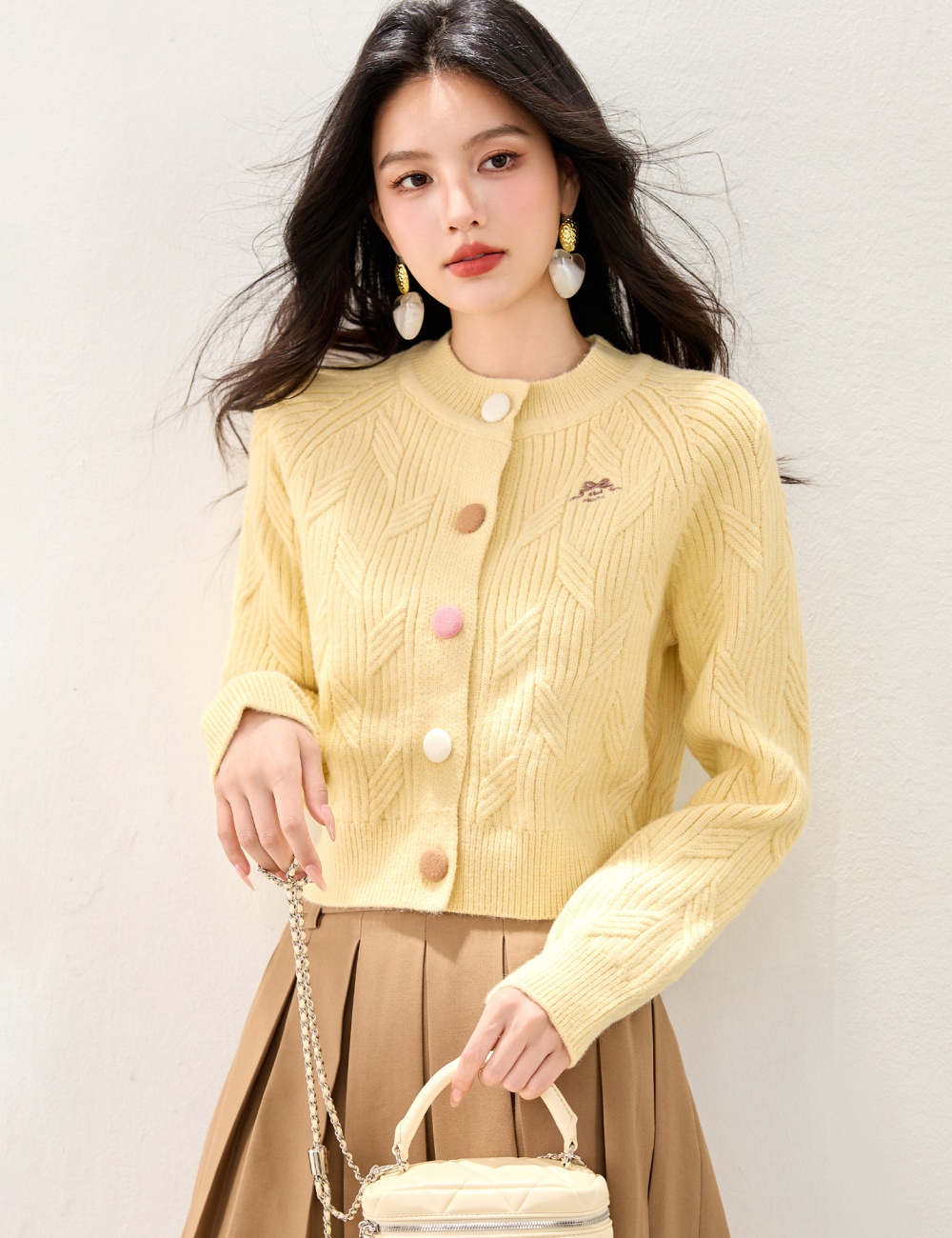 Sweet unique raglan sweater slim knitted cardigan