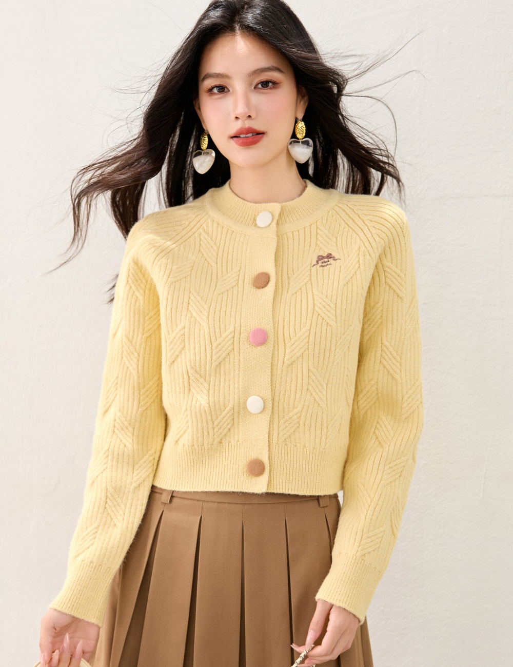 Sweet unique raglan sweater slim knitted cardigan