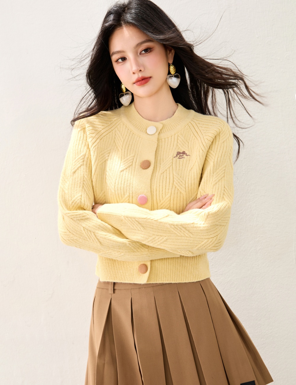 Sweet unique raglan sweater slim knitted cardigan