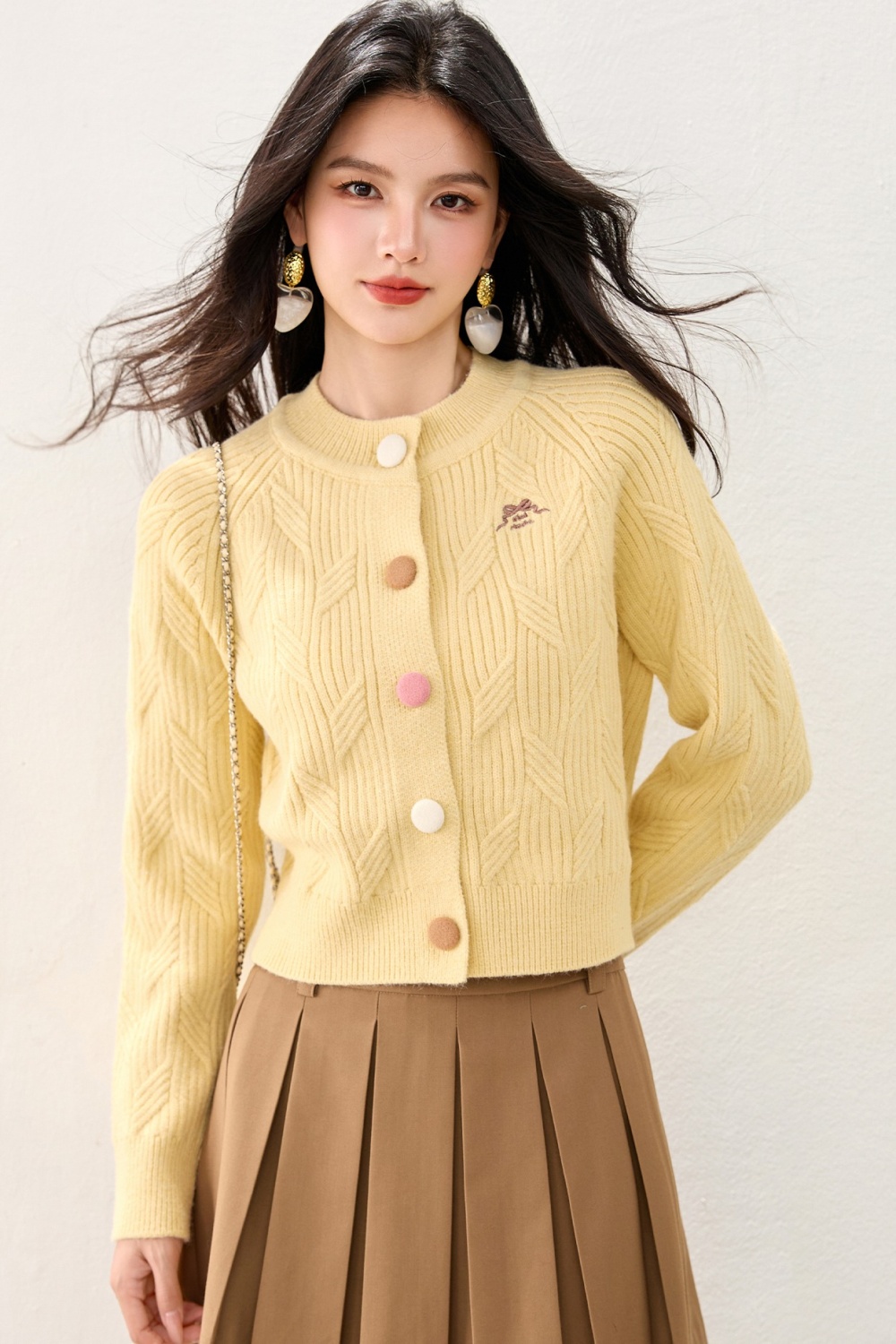 Sweet unique raglan sweater slim knitted cardigan