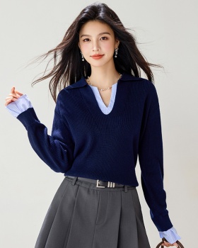 Slim simple stripe sweater loose Korean style tops
