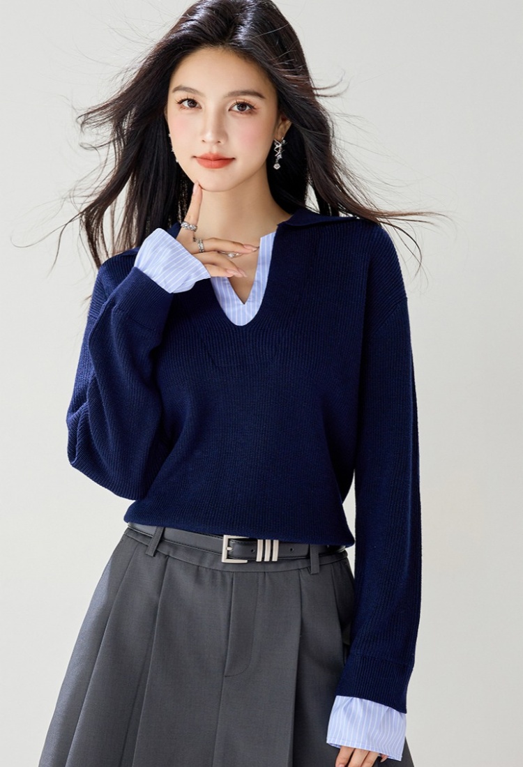 Slim simple stripe sweater loose Korean style tops