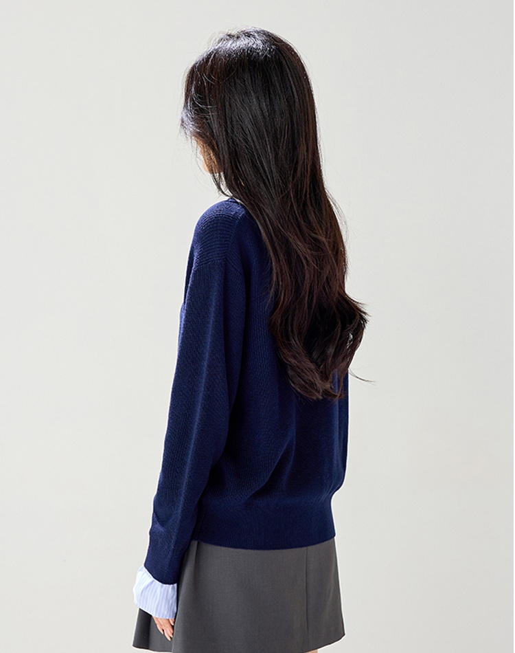 Slim simple stripe sweater loose Korean style tops