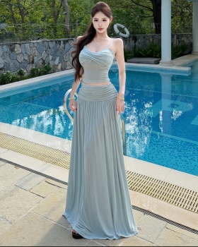 Tender sling cardigan summer temperament skirt 3pcs set