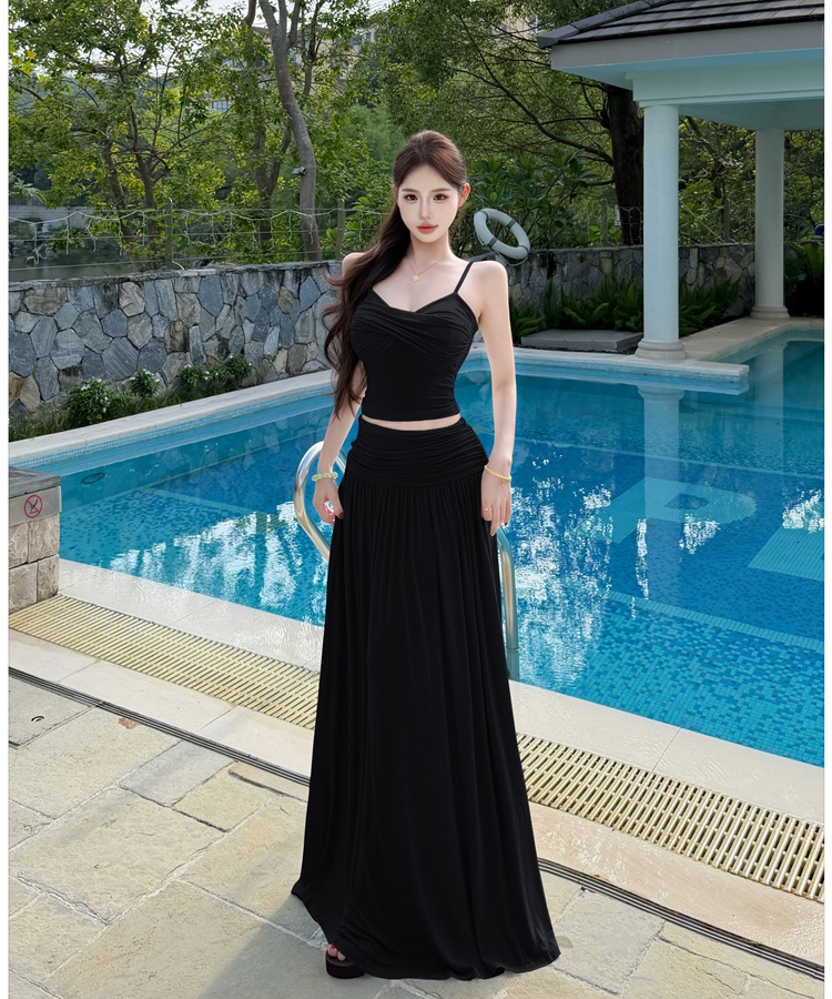 Tender sling cardigan summer temperament skirt 3pcs set
