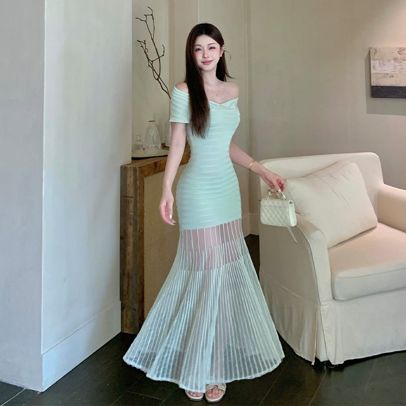 Curve sexy V-neck dress temperament knitted long dress