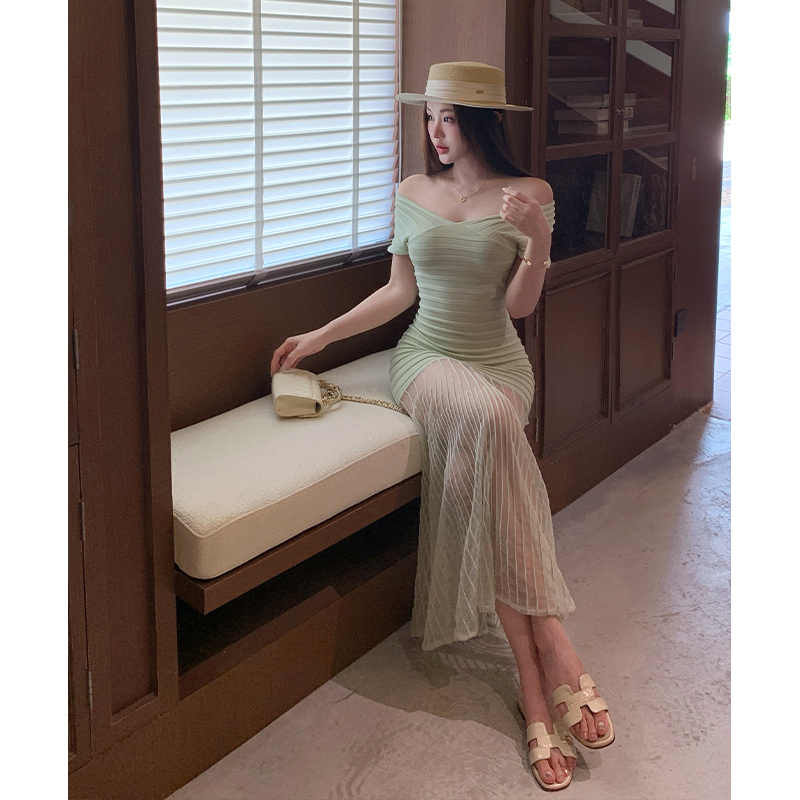 Curve sexy V-neck dress temperament knitted long dress