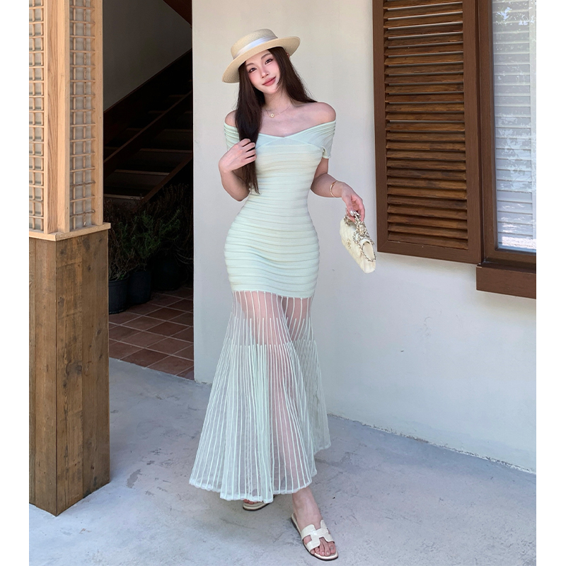 Curve sexy V-neck dress temperament knitted long dress