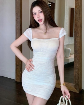 Spicegirl white short lace boats sleeve tight dress