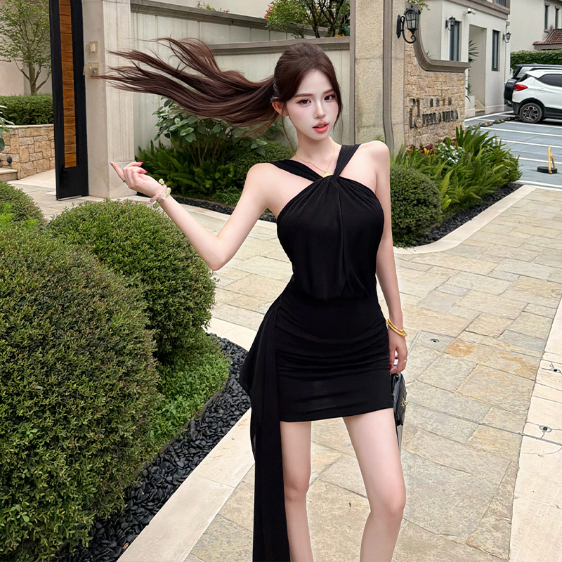 Enticement streamer sexy slim spicegirl black dress