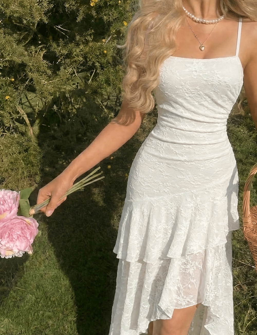 Jacquard long sling fold romantic elegant dress