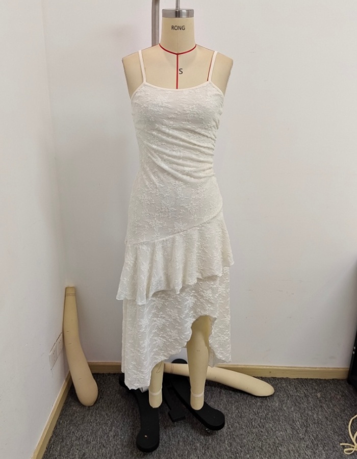 Jacquard long sling fold romantic elegant dress