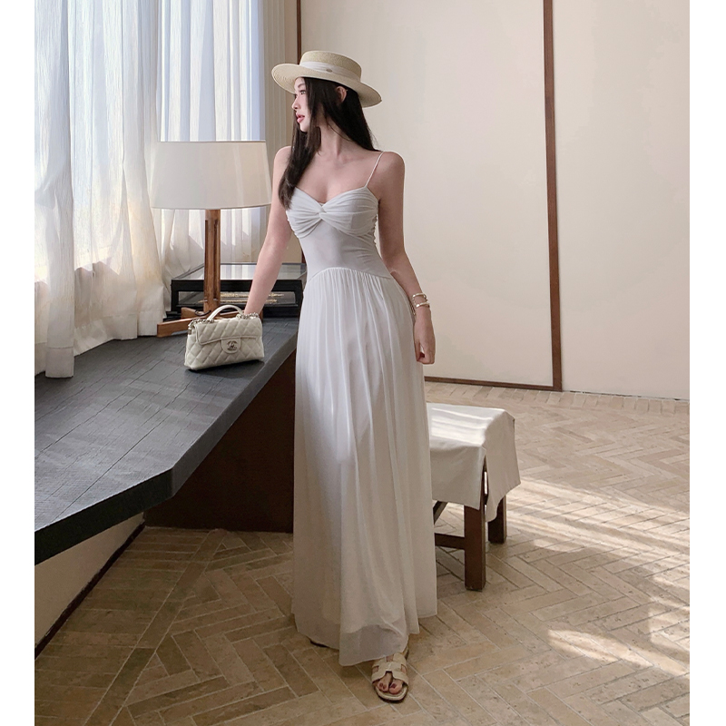 Lady France style vacation sling light luxury enticement dress