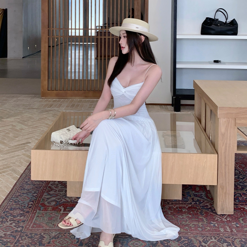 Lady France style vacation sling light luxury enticement dress
