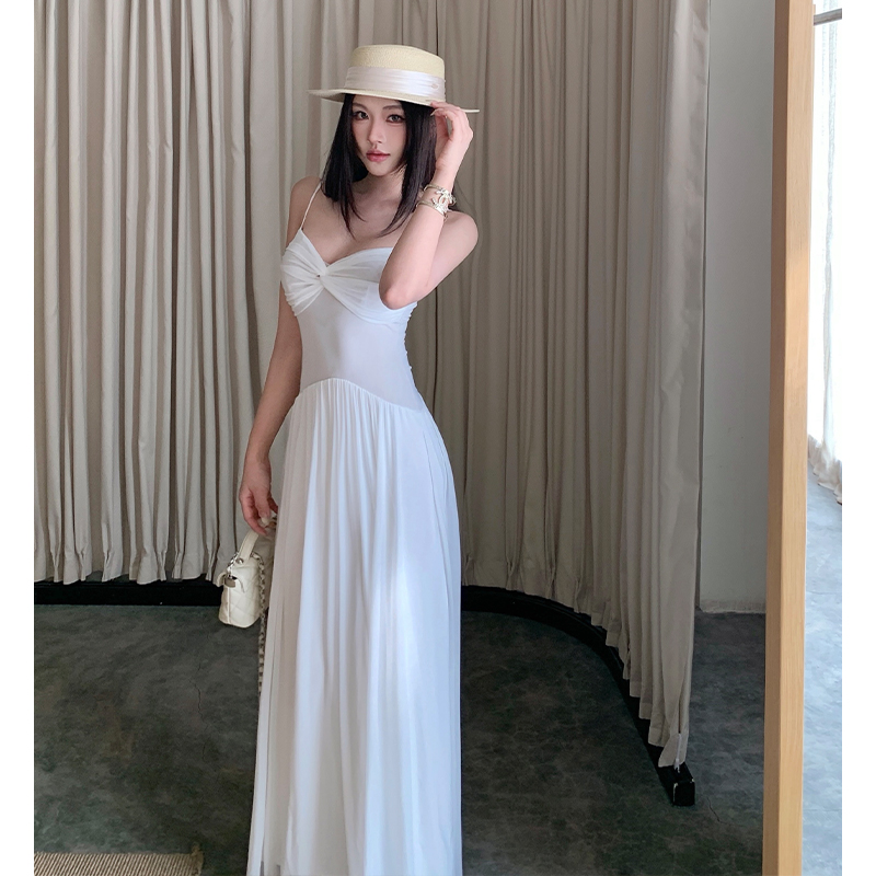 Lady France style vacation sling light luxury enticement dress