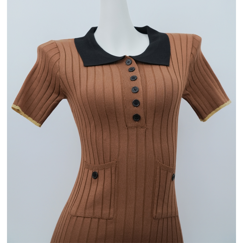 Short sleeve package hip dress mixed colors sexy T-back for women