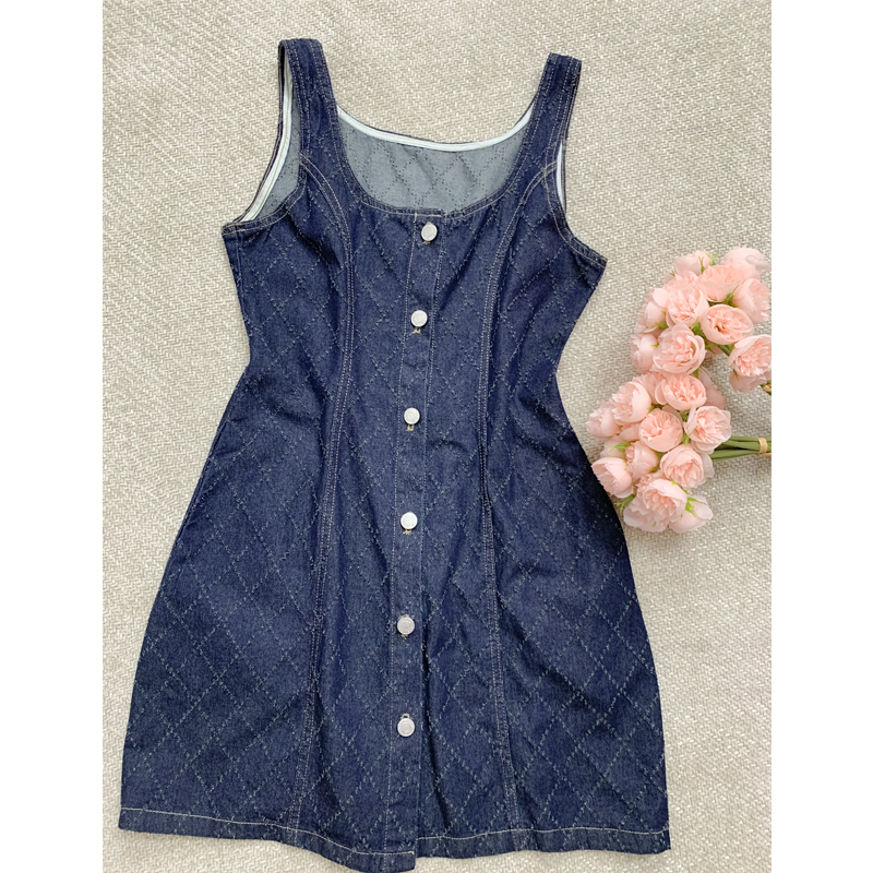 Retro pinched waist shirt slim sleeveless dress for women