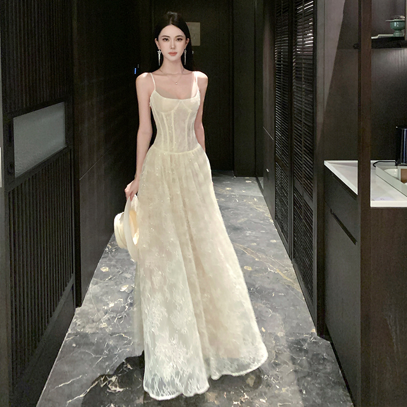 Sling light luxury dress France style long dress