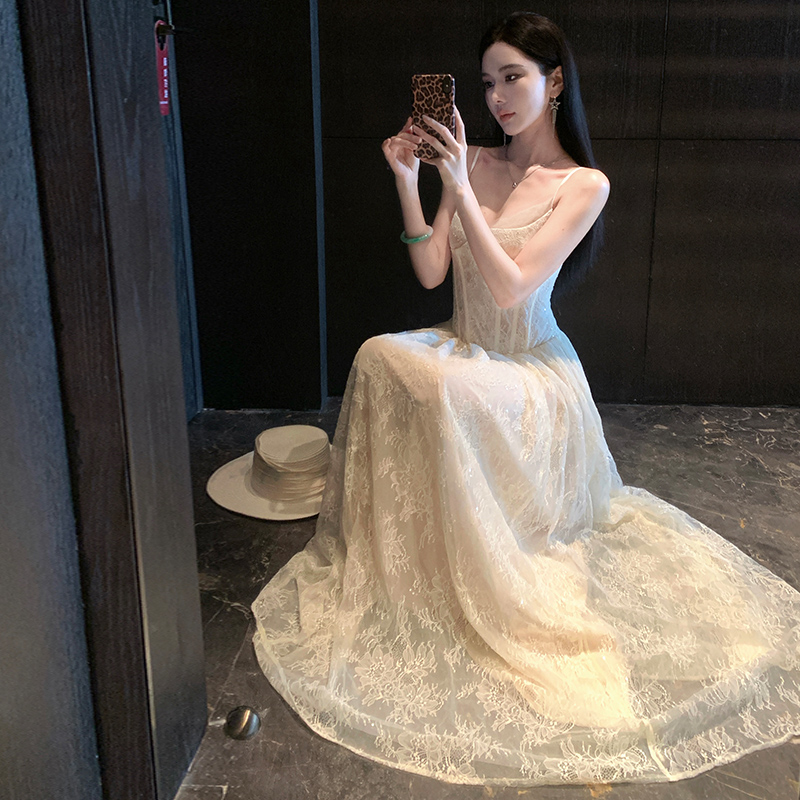 Sling light luxury dress France style long dress
