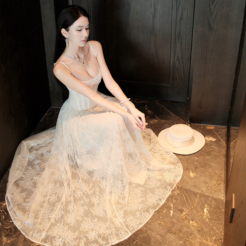 Sling light luxury dress France style long dress