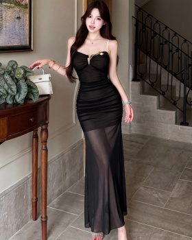 Mermaid slim long dress sling temperament dress for women