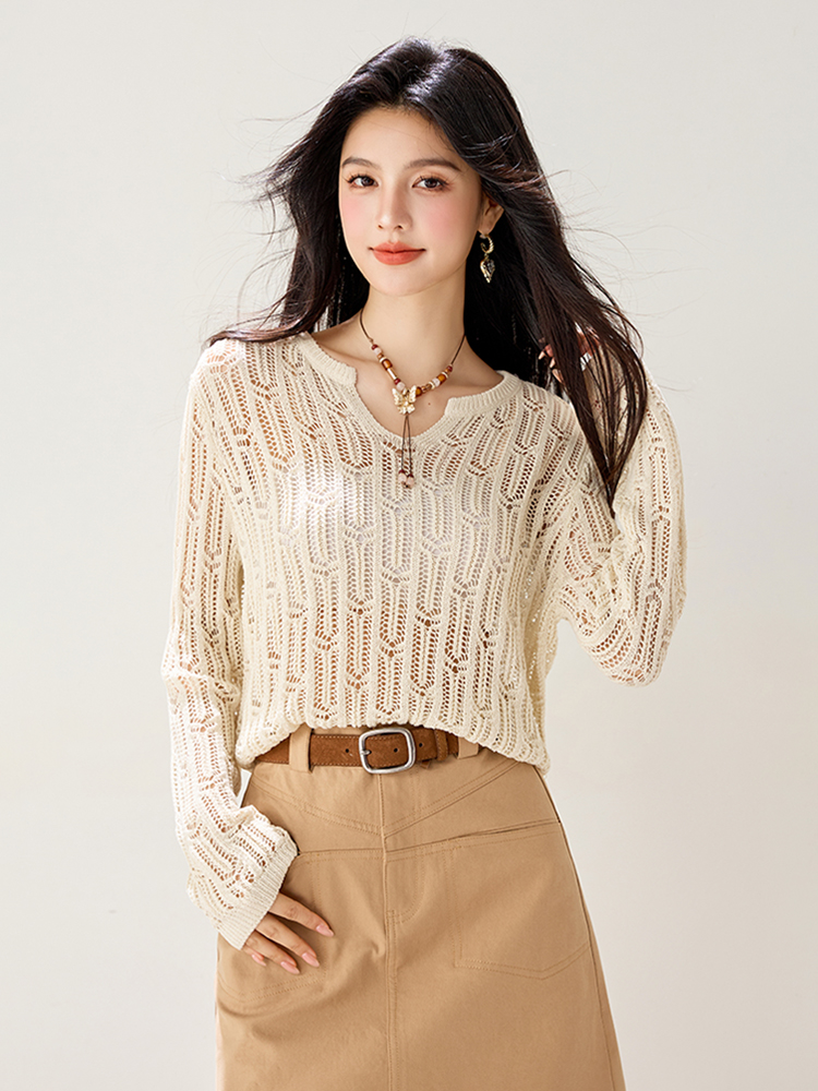 Light lazy sweater Western style thin smock for women