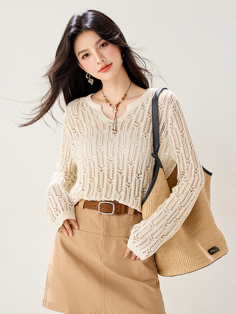 Light lazy sweater Western style thin smock for women