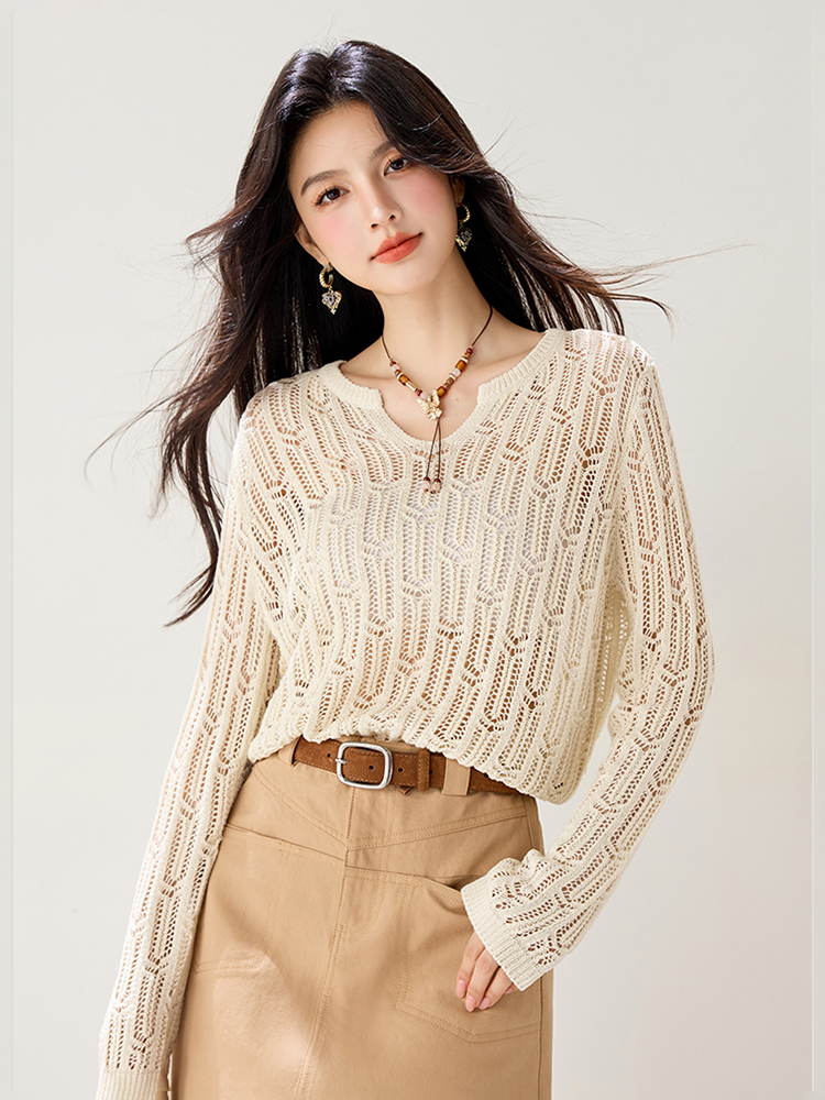 Light lazy sweater Western style thin smock for women