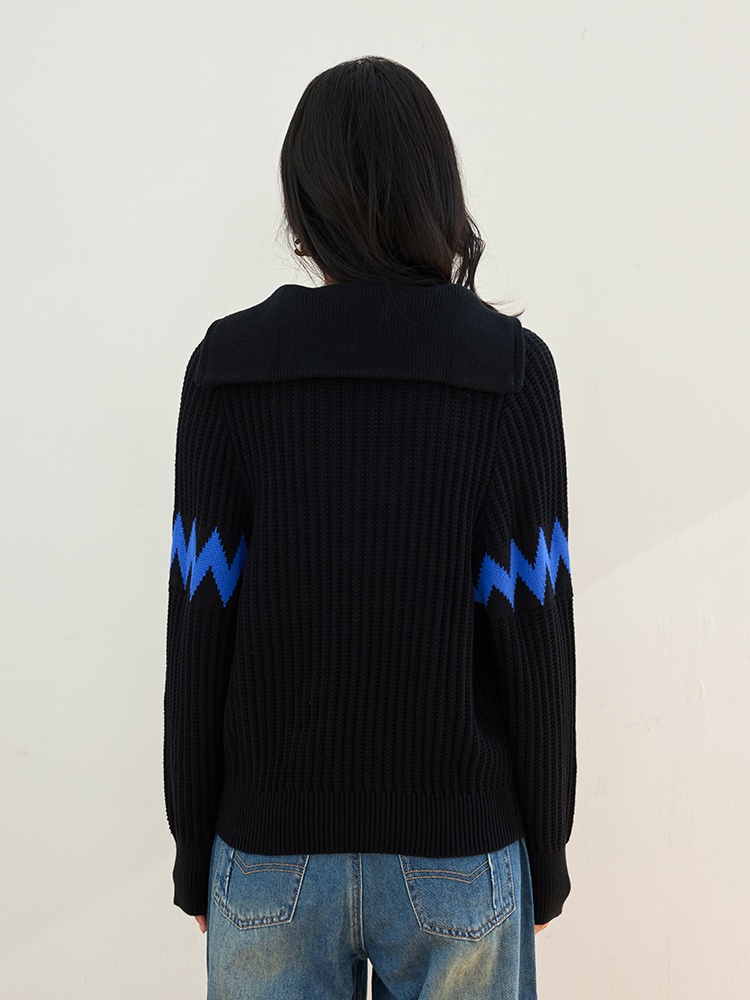 Pit stripe splice spring and autumn sweater for women