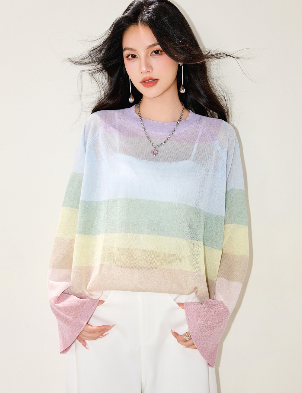 Sunscreen smock chiffon sweater for women