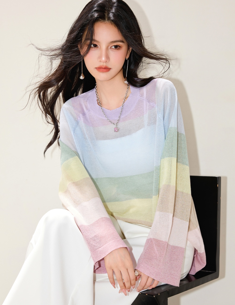 Sunscreen smock chiffon sweater for women