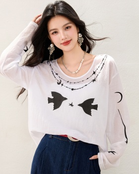 Long sleeve smock printing tops