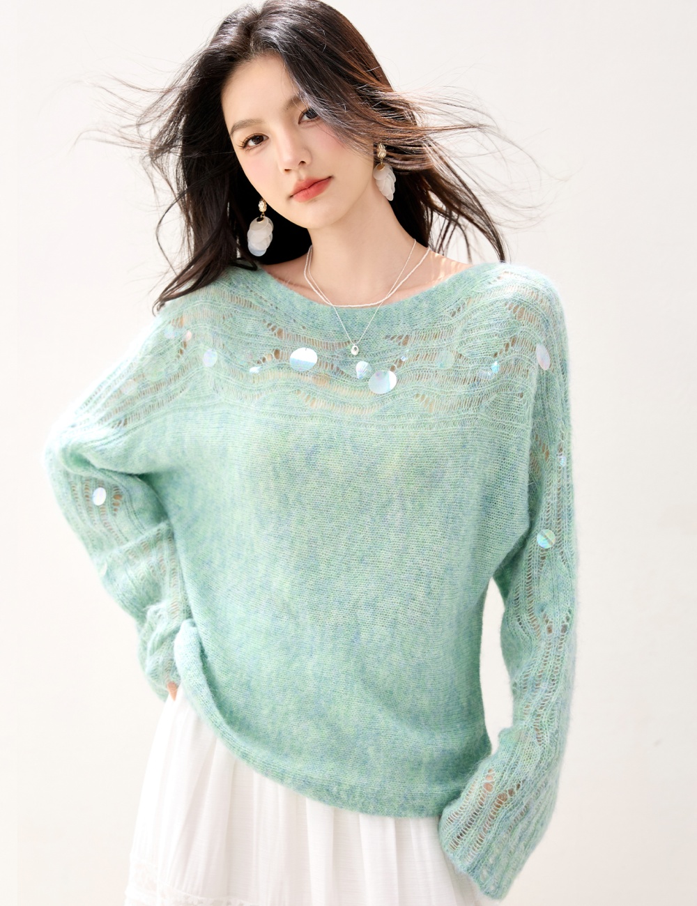 Wool pullover tops hollow autumn sweater