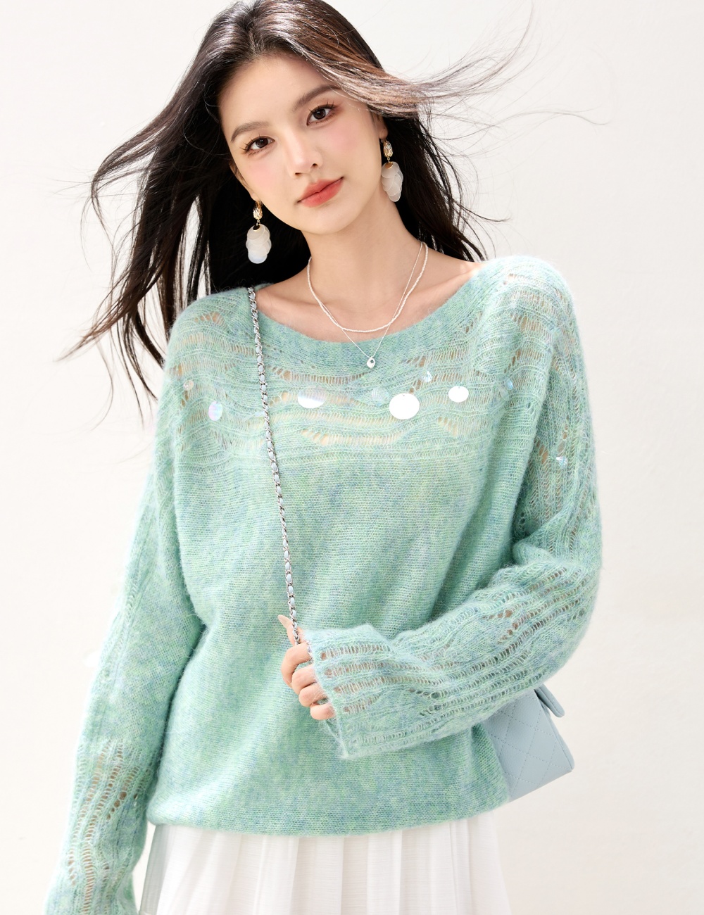 Wool pullover tops hollow autumn sweater