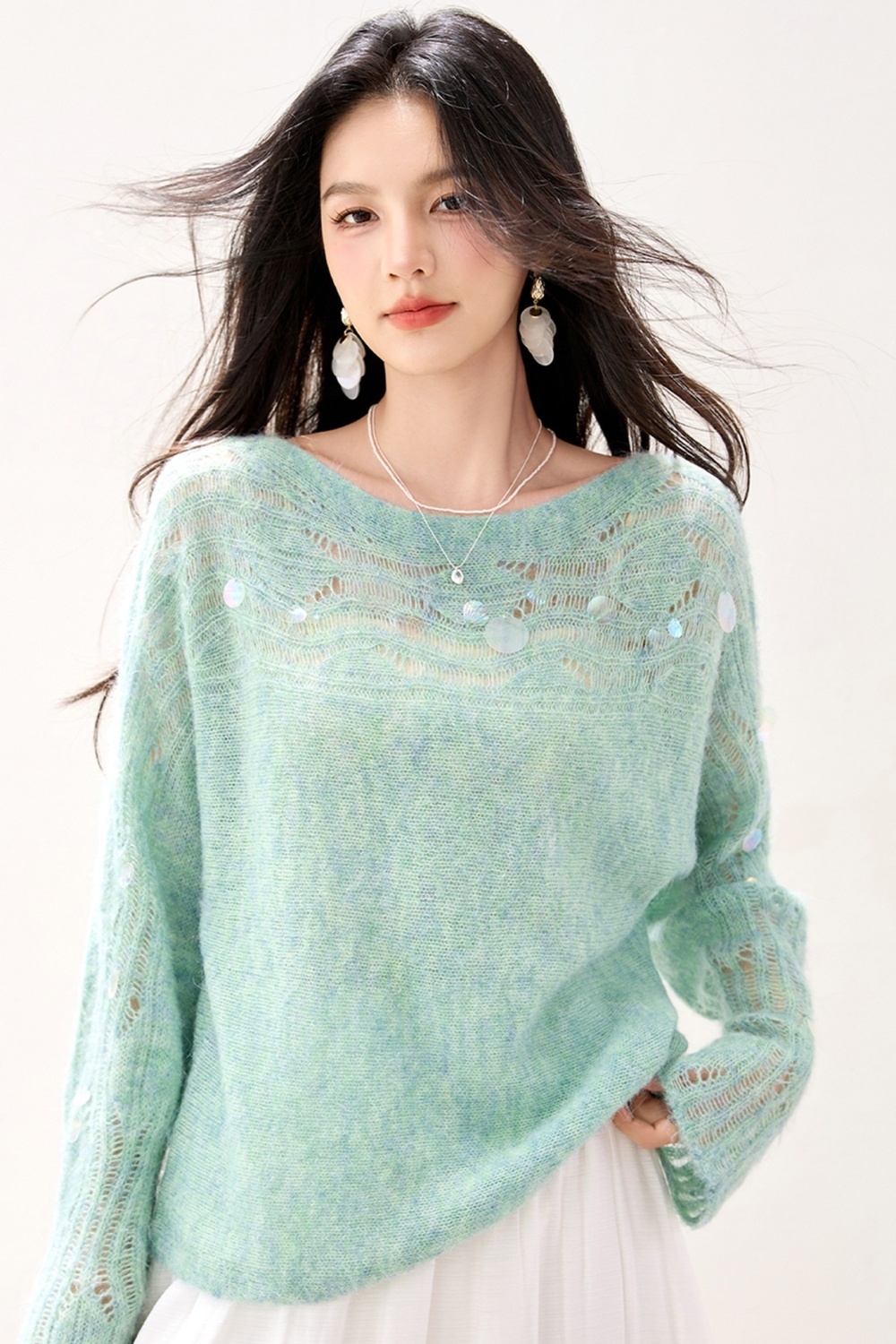 Wool pullover tops hollow autumn sweater