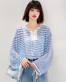 Breathable blue smock loose all-match T-shirt