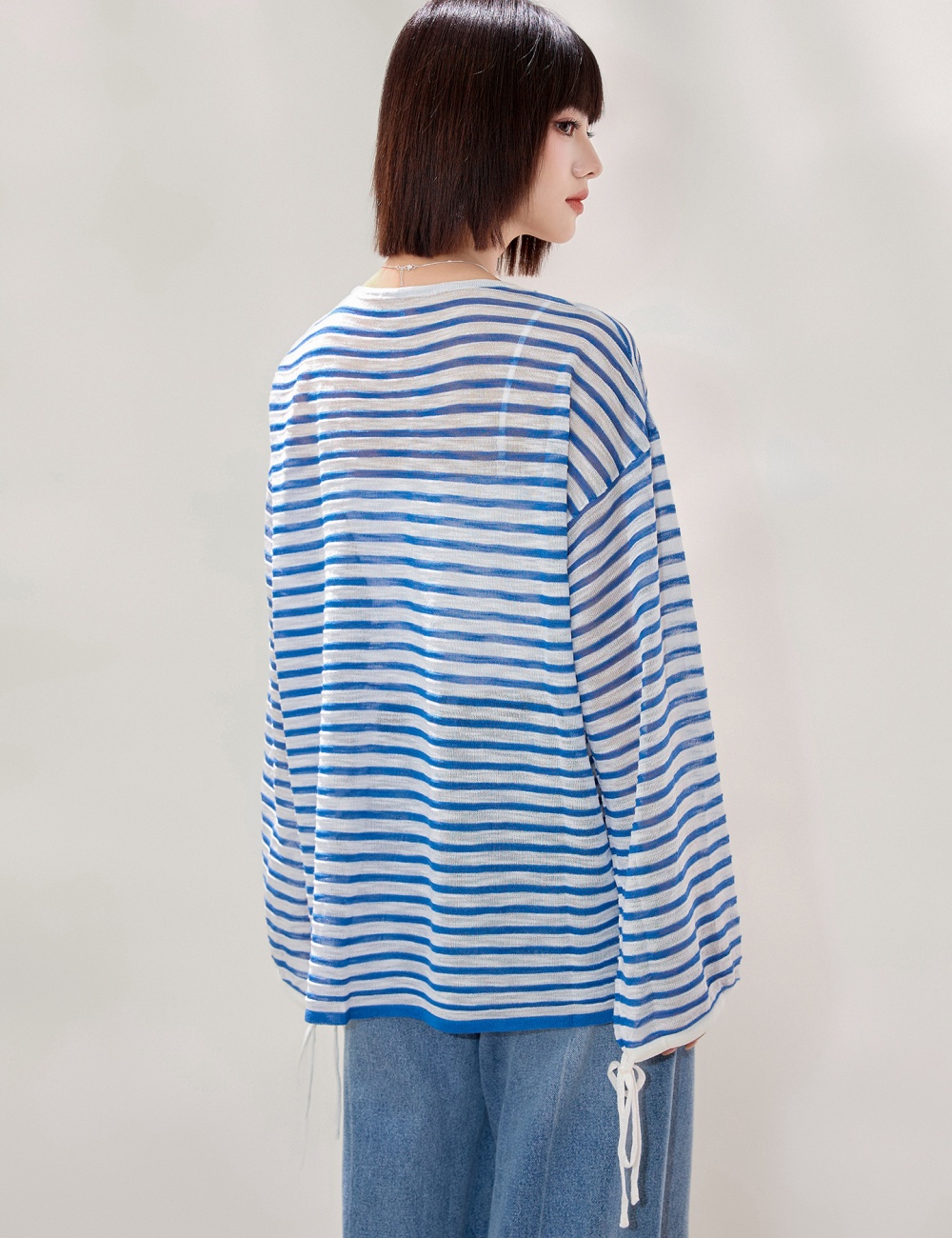 Breathable blue smock loose all-match T-shirt