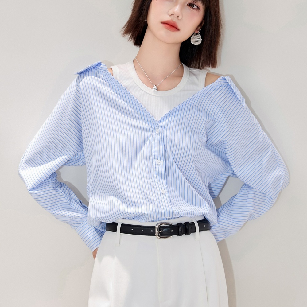Unique all-match shirt Pseudo-two loose small shirt