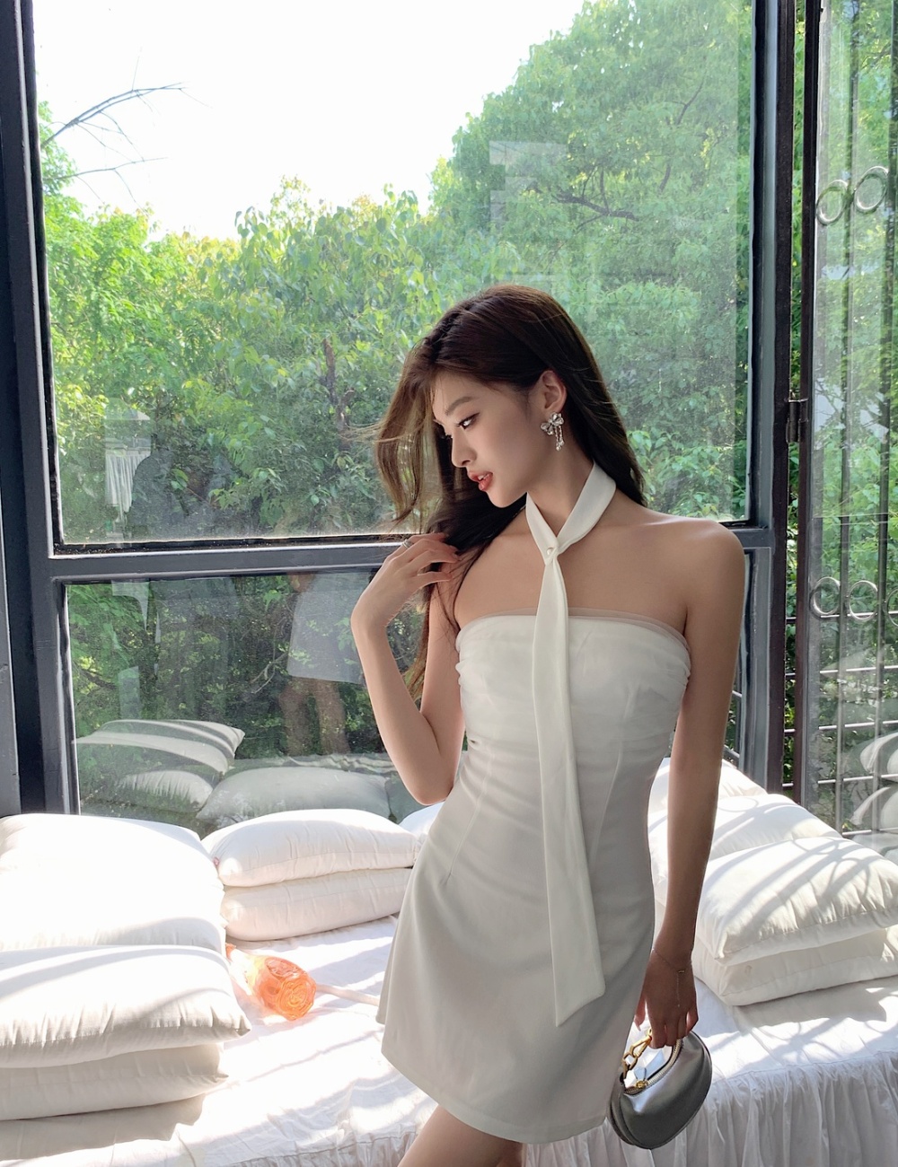 Temperament dress wrapped chest T-back for women