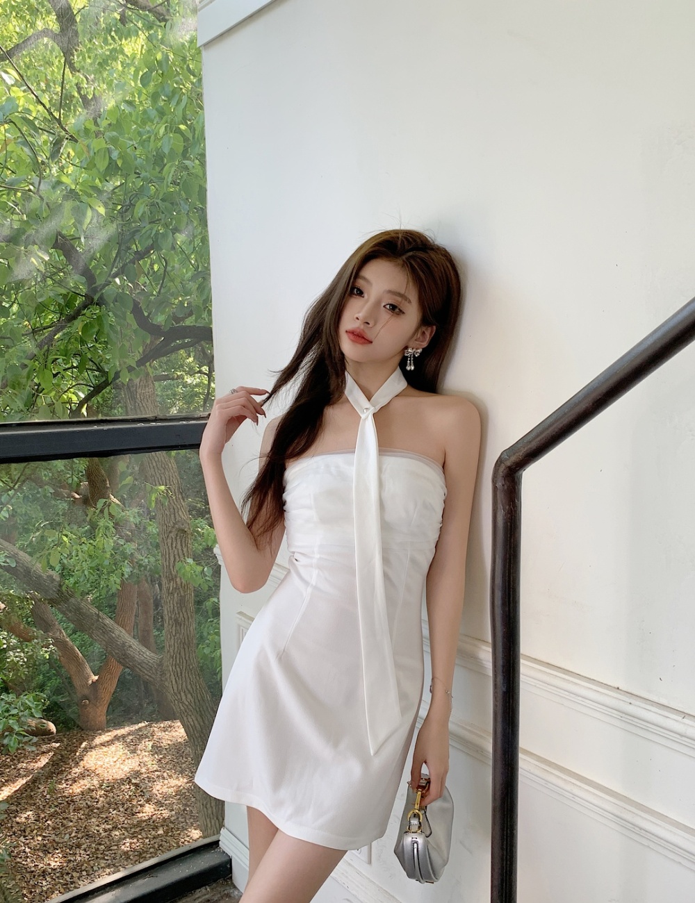 Temperament dress wrapped chest T-back for women