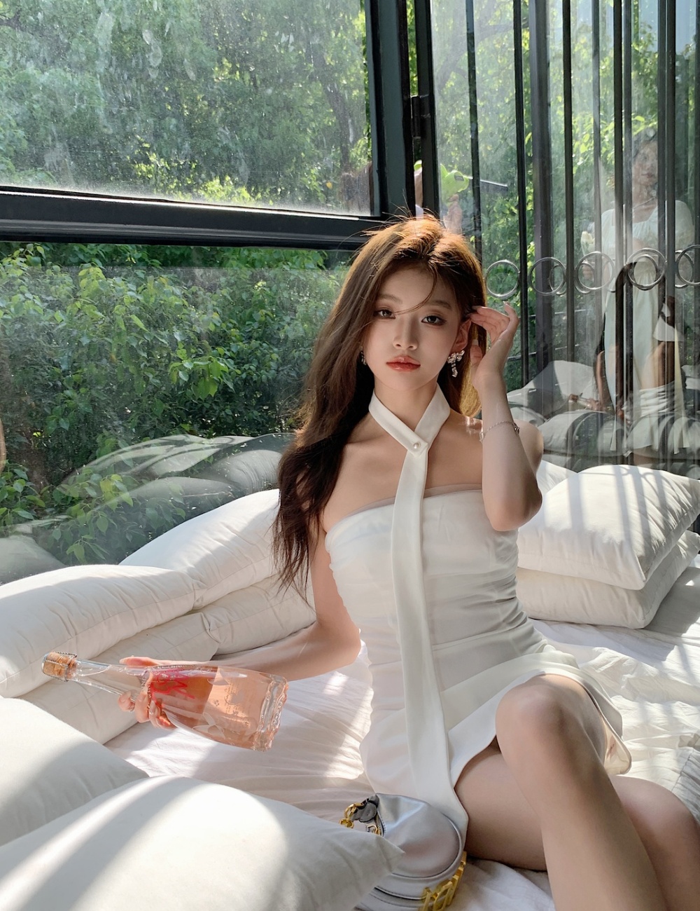 Temperament dress wrapped chest T-back for women