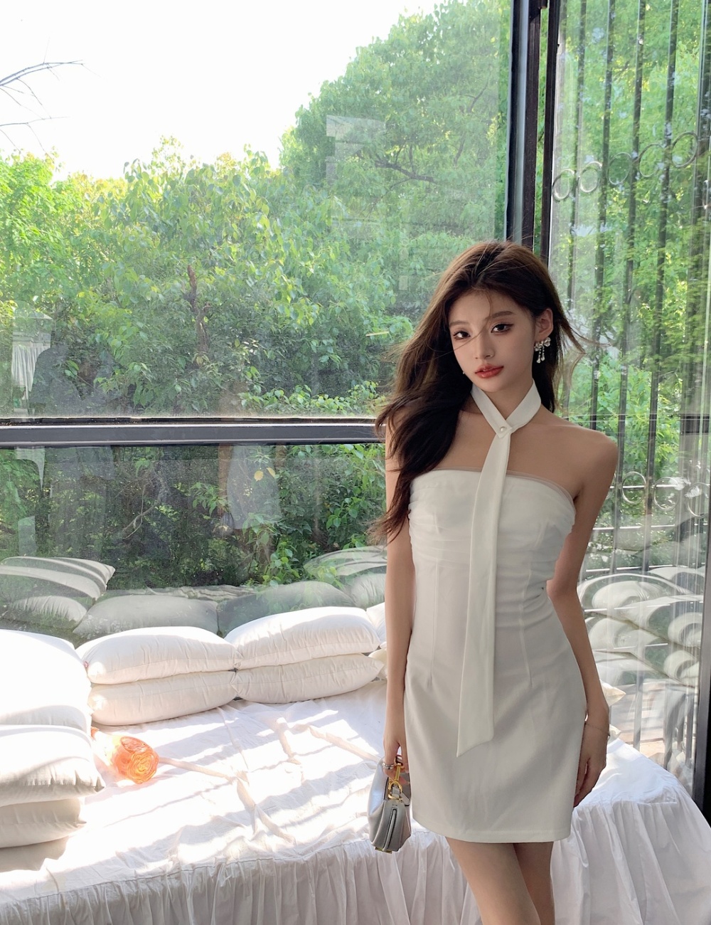 Temperament dress wrapped chest T-back for women