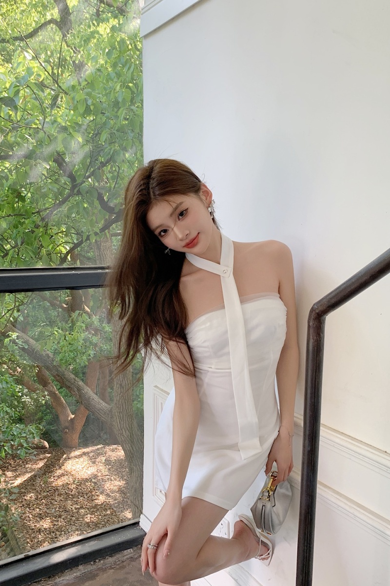 Temperament dress wrapped chest T-back for women