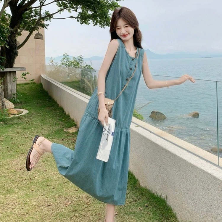 Sleeveless vacation dress temperament long dress for women