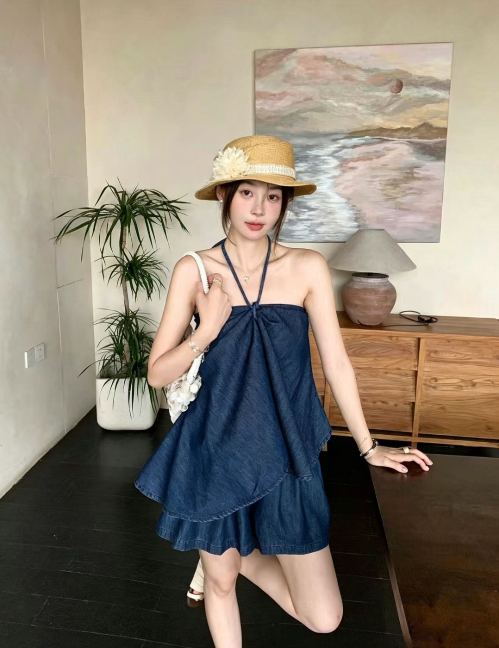 Spicegirl wrapped chest shorts 2pcs set for women