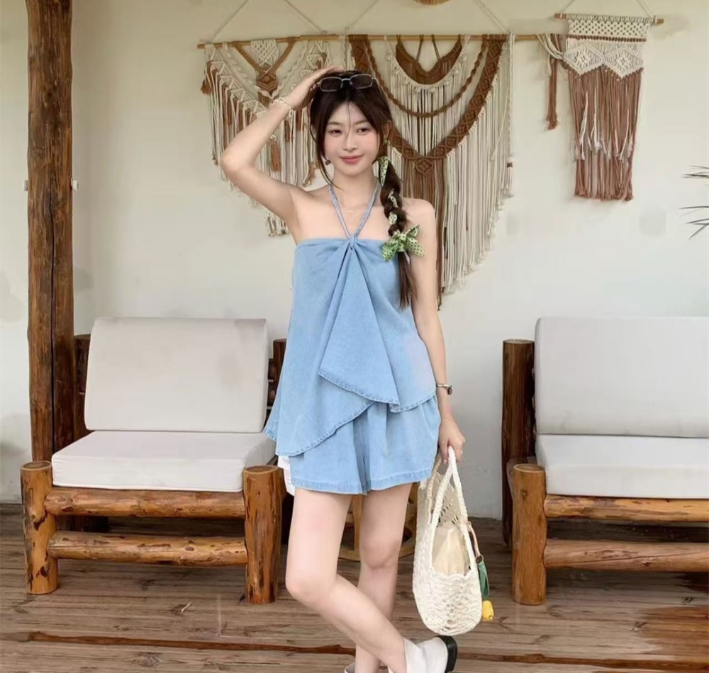 Spicegirl wrapped chest shorts 2pcs set for women